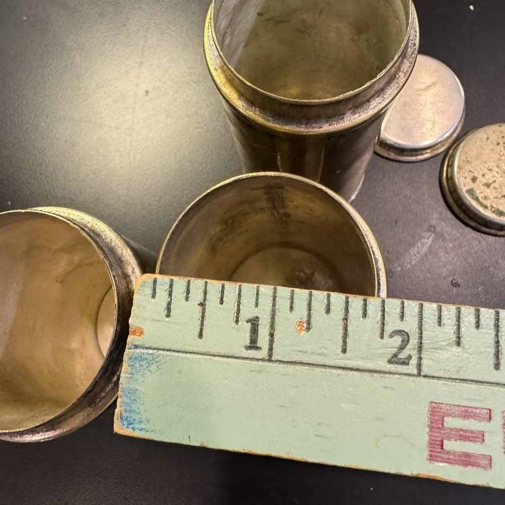 Lot Of 3 Antique  1920's Schilling Spices  Round Metal Tins Only 2‎ Have Lid